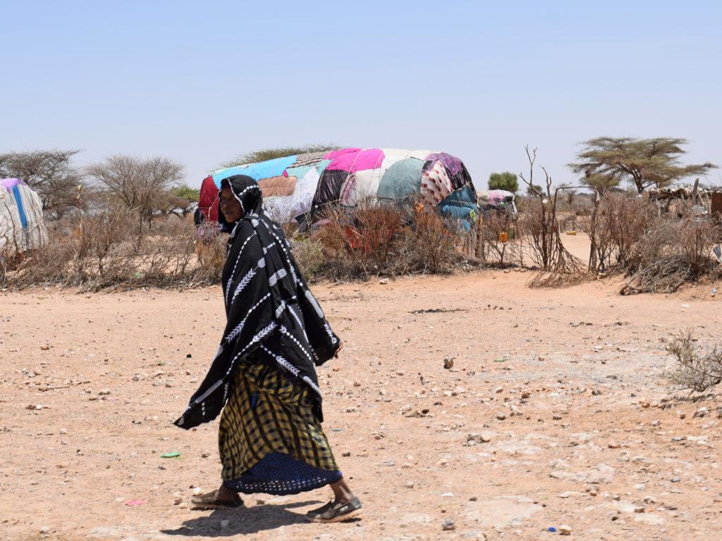 Nainen Somalian kuivalla maaseudulla