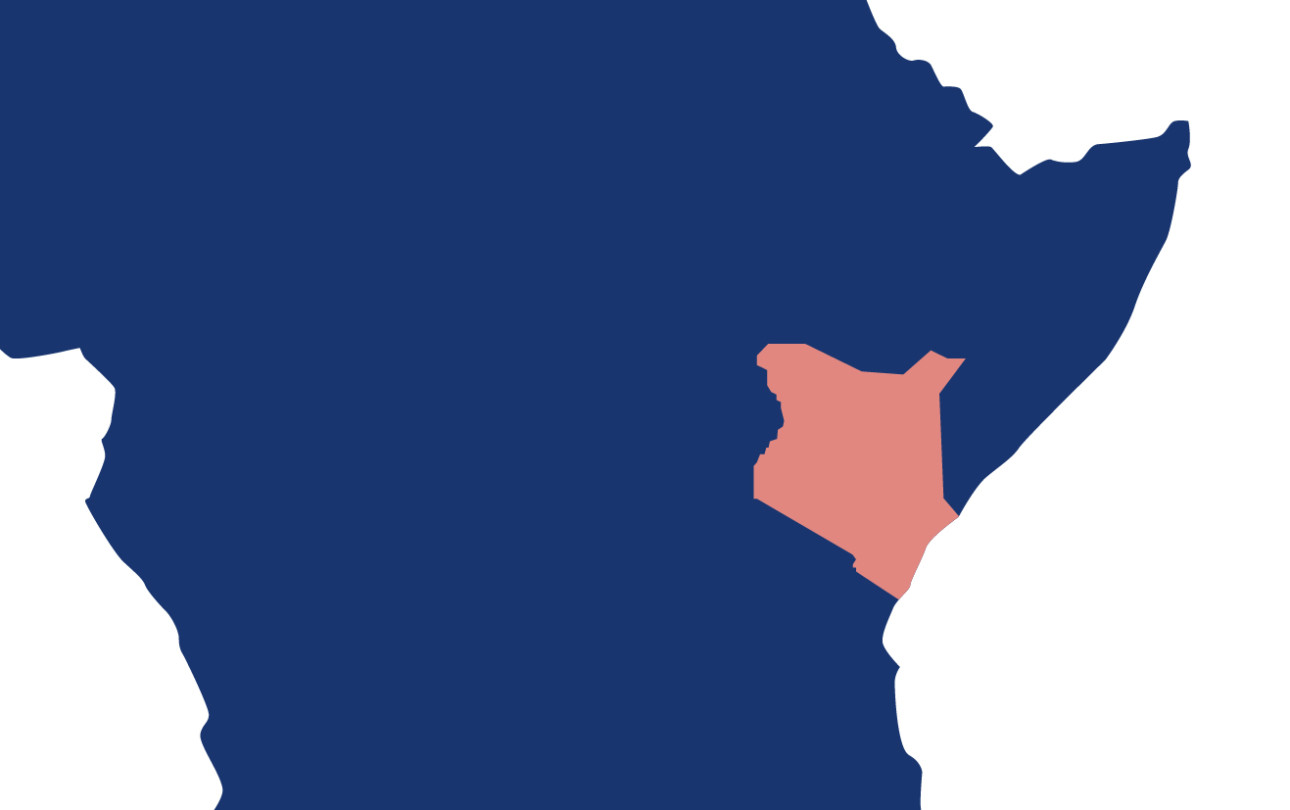 Graafinen kuva Itä-Afrikan niemestä ja Kenia korostettu kuvasta