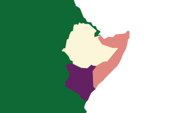 Kuvitus Itä-Afrikasta, korostettuna Somalia, Kenia ja Etiopia